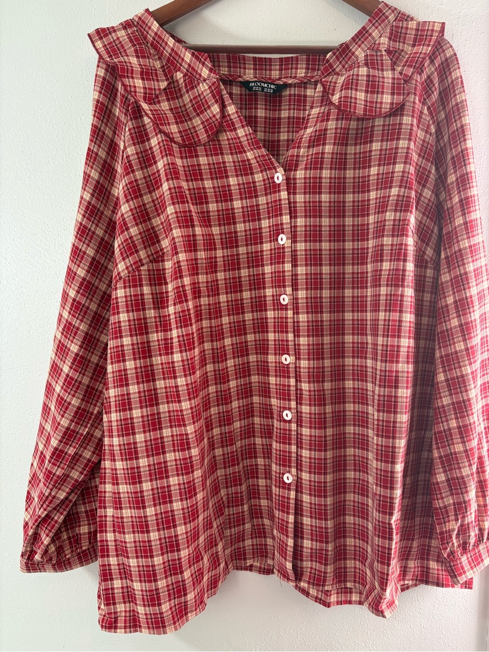BLOOMCHIC 22/24 ✨ plus size plaid blouse red NWOT
